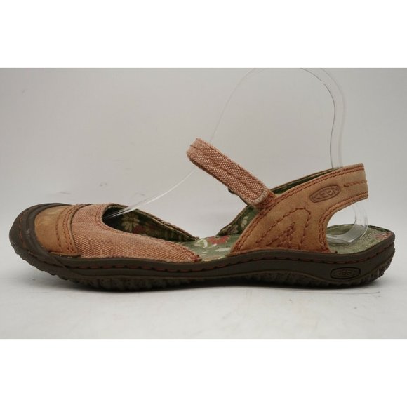 Keen Logo Red Brown Canvas Adjustable Bumper Toe Loafers Shoes Women's 8 - Picture 4 of 11